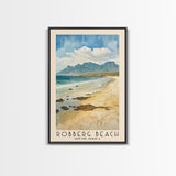 Robberg Beach, South Africa Watercolor Beach Print, Vacation Gift, South Africa Wall Art, Framed Canvas Print, Framed Beach Painting