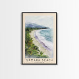 Samara Beach, Costa Rica Watercolor Print, Vacation Gift, Costa Rica Wall Art, Beach Painting, Beach Decor, Large Wall Art, Wood Frame Art