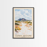 Sandy Ground, Anguila Watercolor Beach Print, Vacation Gift, Anguila Wall Art, Framed Canvas Print, Framed Beach Painting