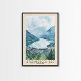 Starnberger See, Germany Watercolor Print, Vacation Gift, Germany Wall Art, Beach Painting, Beach Decor, Large Wall Art, Wood Frame Art