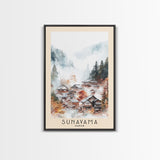 Sunayama, Japan Watercolor Beach Print, Vacation Gift, Japan Wall Art, Framed Canvas Print, Framed Beach Painting