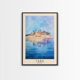 Taba, Egypt Watercolor Print, Vacation Gift, Egypt Wall Art, Beach Painting, Beach Decor, Large Wall Art, Wood Frame Art