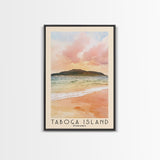 Taboga Island, Panamá Watercolor Beach Print, Vacation Gift, Panamá Wall Art, Framed Canvas Print, Framed Beach Painting