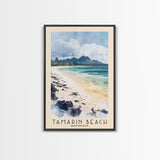 Tamarin Beach, Mauritius Watercolor Beach Print, Vacation Gift, Mauritius Wall Art, Framed Canvas Print, Framed Beach Painting