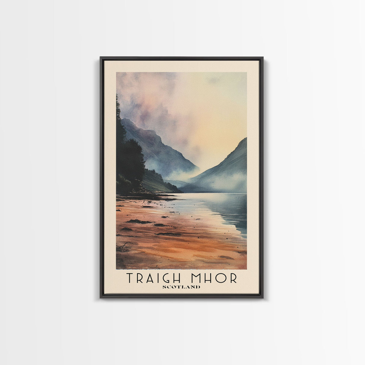 Traigh Mhor, Scotland Watercolor Beach Print, Vacation Gift, Scotland Wall Art, Framed Canvas Print, Framed Beach Painting