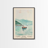 Tung Ping Chau, Hong Kong Watercolor Beach Print, Vacation Gift, Hong Kong Wall Art, Framed Canvas Print, Framed Beach Painting