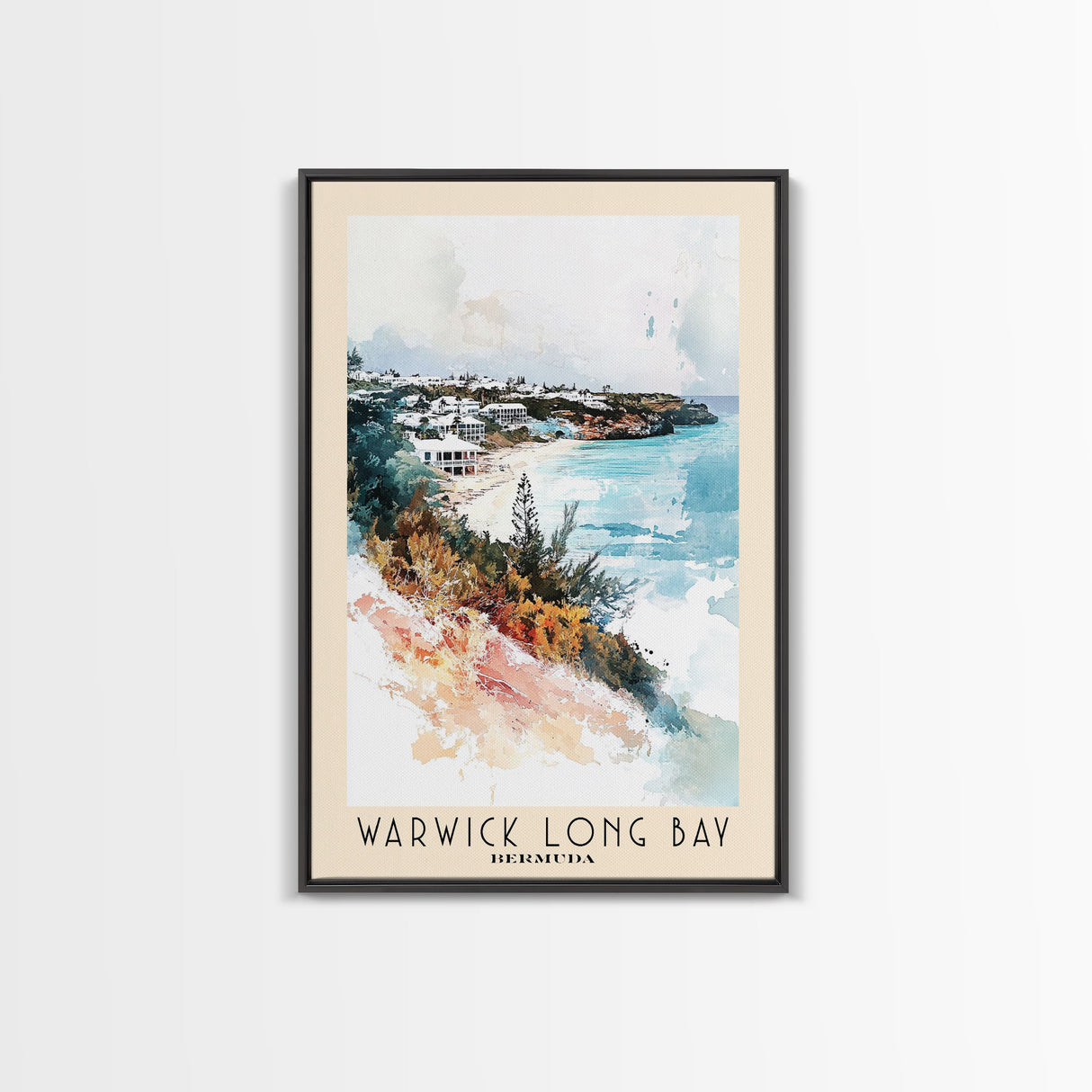 Warwick Long Bay, Bermuda Watercolor Beach Print, Vacation Gift, Bermuda Wall Art, Beach Painting, Beach Decor, Beach Painting