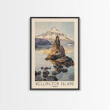 Wellington Island, Chile Watercolor Beach Print, Vacation Gift, Chile Wall Art, Framed Canvas Print, Framed Beach Painting