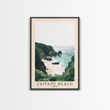 Zamami Beach, Japan Watercolor Beach Print, Vacation Gift, Japan Wall Art, Framed Canvas Print, Framed Beach Painting