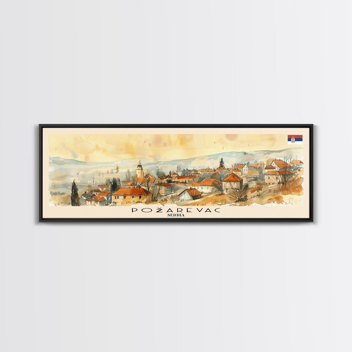 Poarevac Serbia Travel Print Wall Art, Panoramic City Art, Travel Art, Wall Decor, Vacation Gift, Framed Canvas Print Or Metal Art