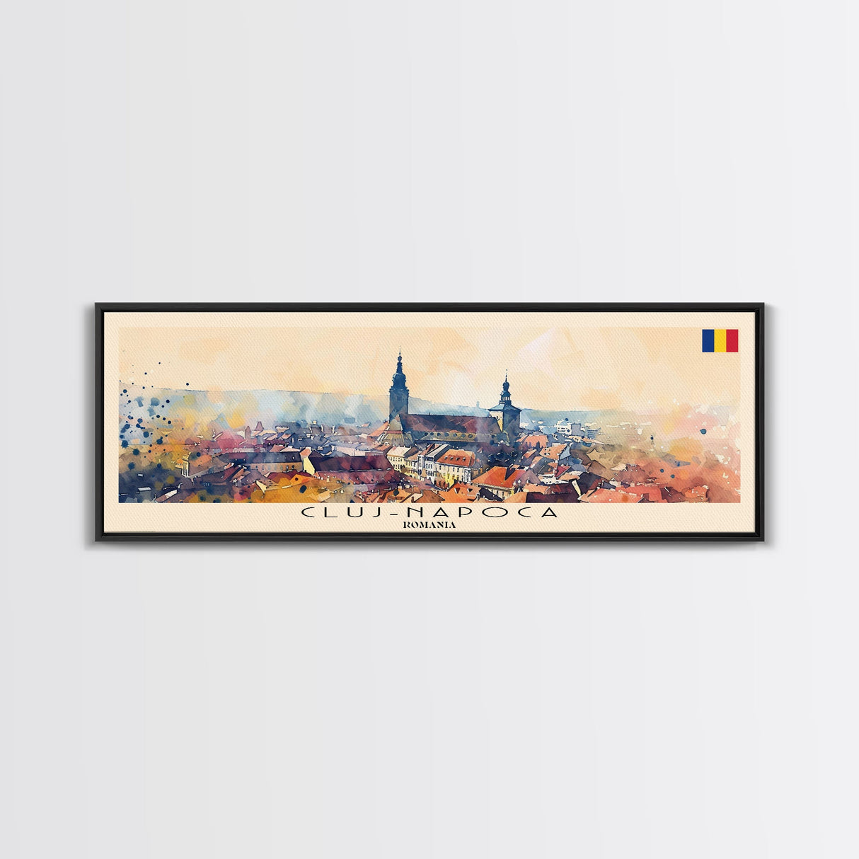 Cluj Napoca Romania Travel Print Wall Art, Panoramic City Art, Travel Art, Wall Decor, Vacation Gift, Framed Canvas Print Or Metal Art