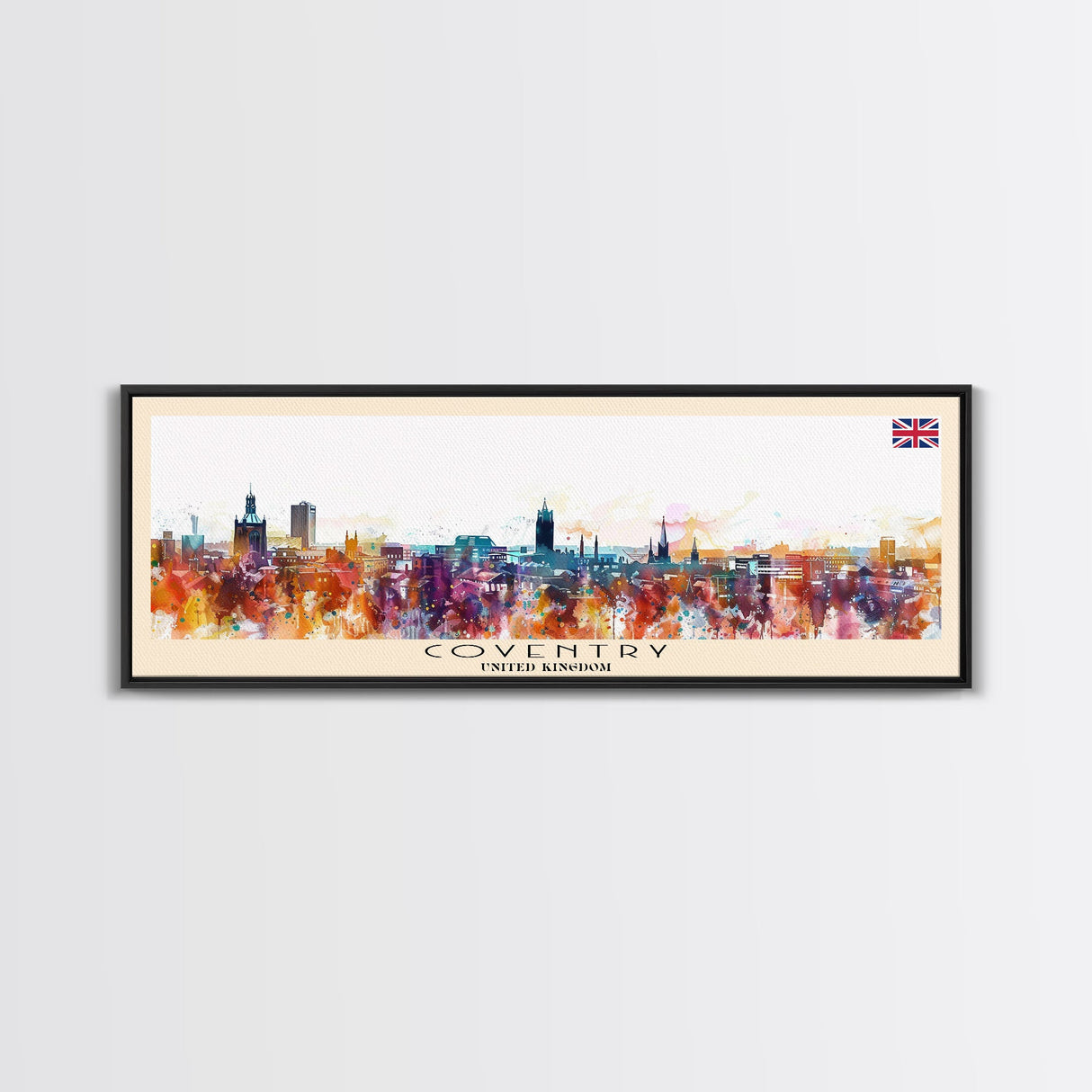 Coventry United Kingdom Wall Art, Panoramic Travel Poster, Panoramic Framed Canvas Print, City Wall Art, Wall Hanging Home Decor, Travel Art