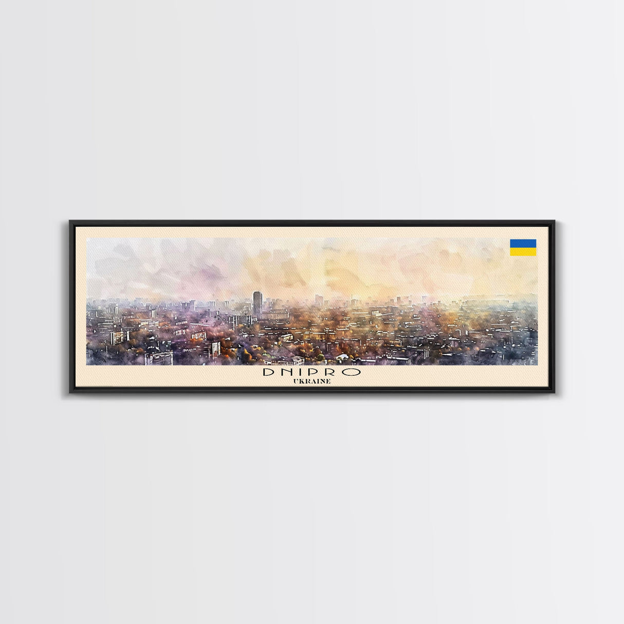 Dnipro Ukraine Wall Art, Panoramic Travel Poster, Panoramic Framed Canvas Print, City Wall Art, Wall Hanging Home Decor, Travel Art