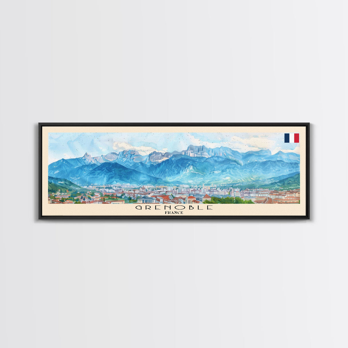 Grenoble France Travel Print Wall Art, Panoramic City Art, Travel Art, Wall Decor, Vacation Gift, Framed Canvas Print Or Metal Art