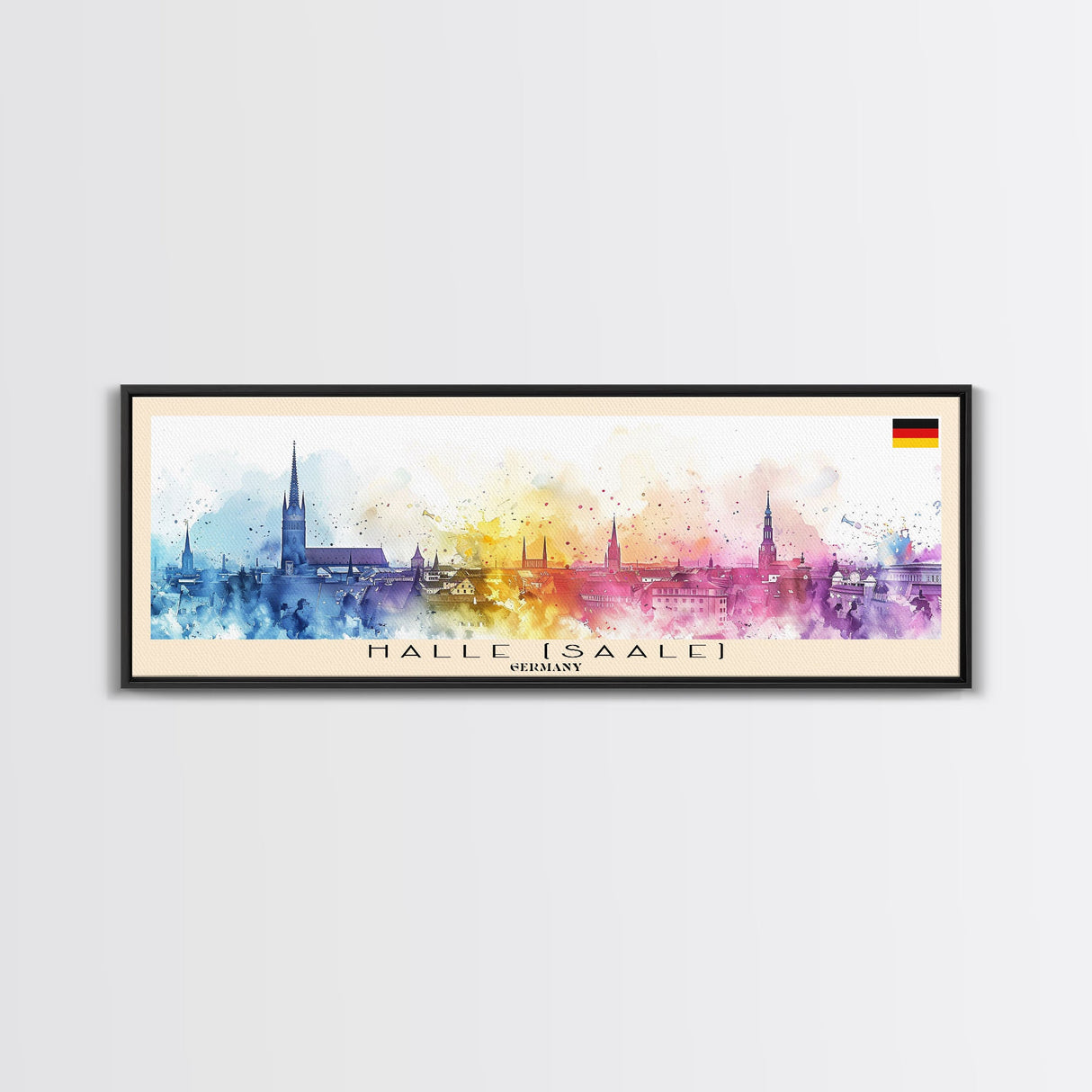 Halle Saale Germany Wall Art, Panoramic Travel Poster, Panoramic Framed Canvas Print, City Wall Art, Wall Hanging Home Decor, Travel Art