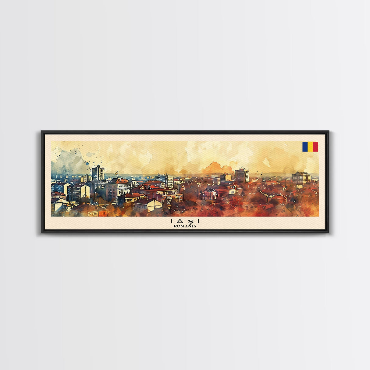 Lasi Romania Wall Art, Panoramic Travel Poster, Panoramic Framed Canvas Print, City Wall Art, Wall Hanging Home Decor, Travel Art