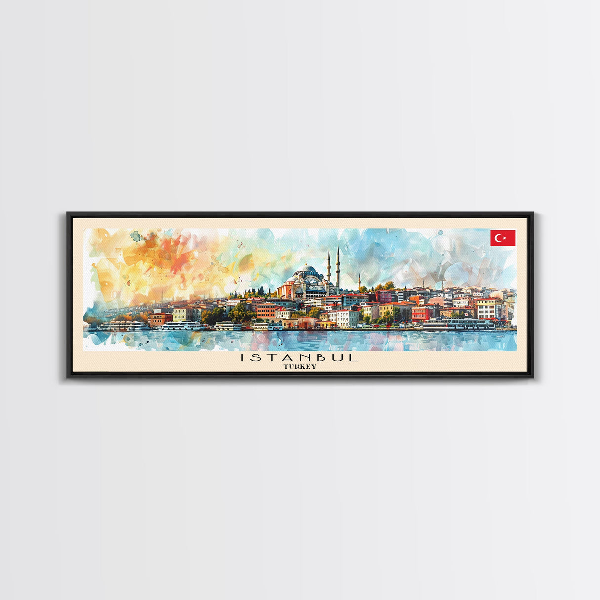 Istanbul Turkey Travel Print Wall Art, Panoramic City Art, Travel Art, Wall Decor, Vacation Gift, Framed Canvas Print Or Metal Art