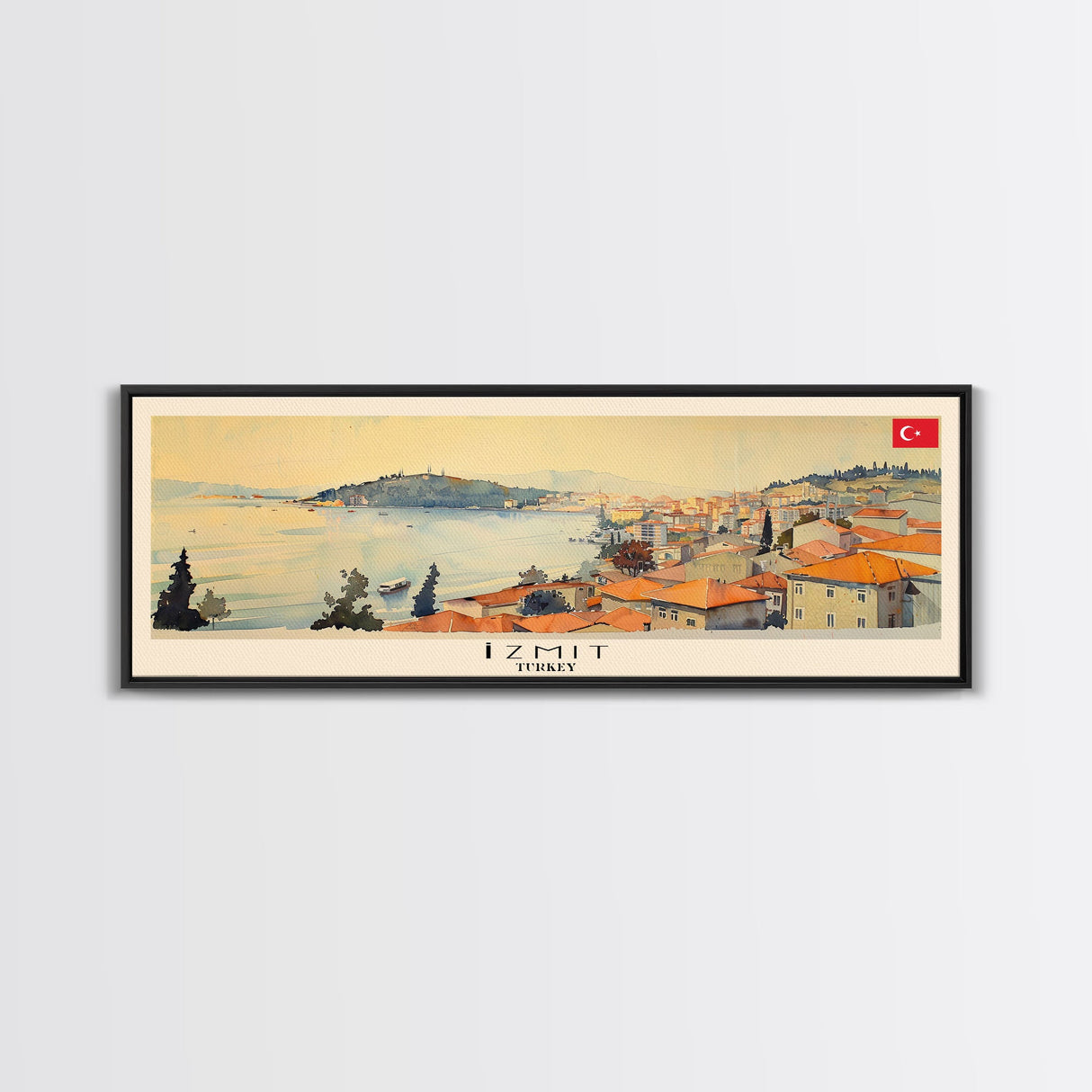 Izmit Travel Art, City Art, Framed Canvas Print or Metal Wall Art, Europe Travel Poster, Panoramic Wall Art, Extra Wide Wall Art