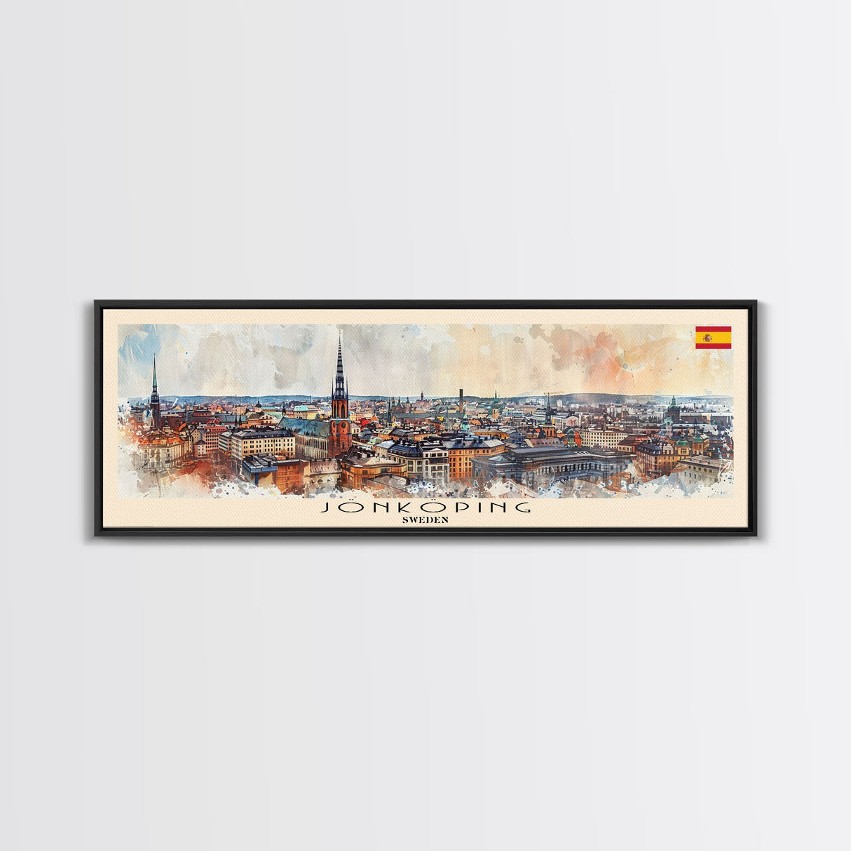 Jonkoping Sweden Travel Print Wall Art, Panoramic City Art, Travel Art, Wall Decor, Vacation Gift, Framed Canvas Print Or Metal Art