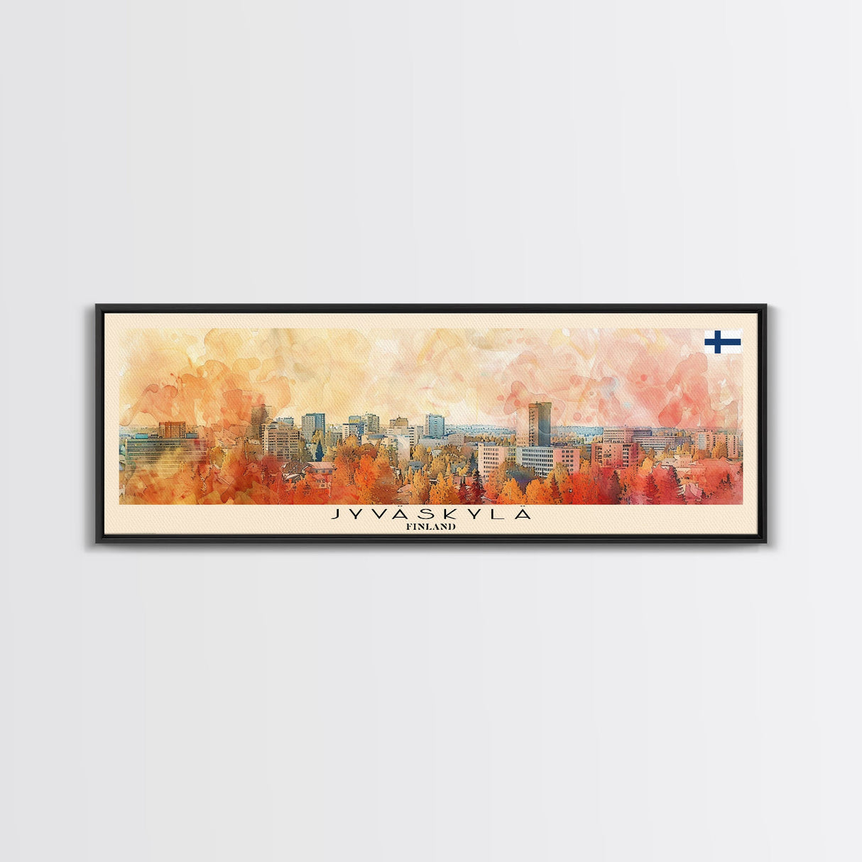 Jyvaskyla Finland Travel Art, City Art, Framed Canvas Print or Metal Wall Art, Europe Travel Poster, Panoramic Wall Art, Extra Wide Wall Art