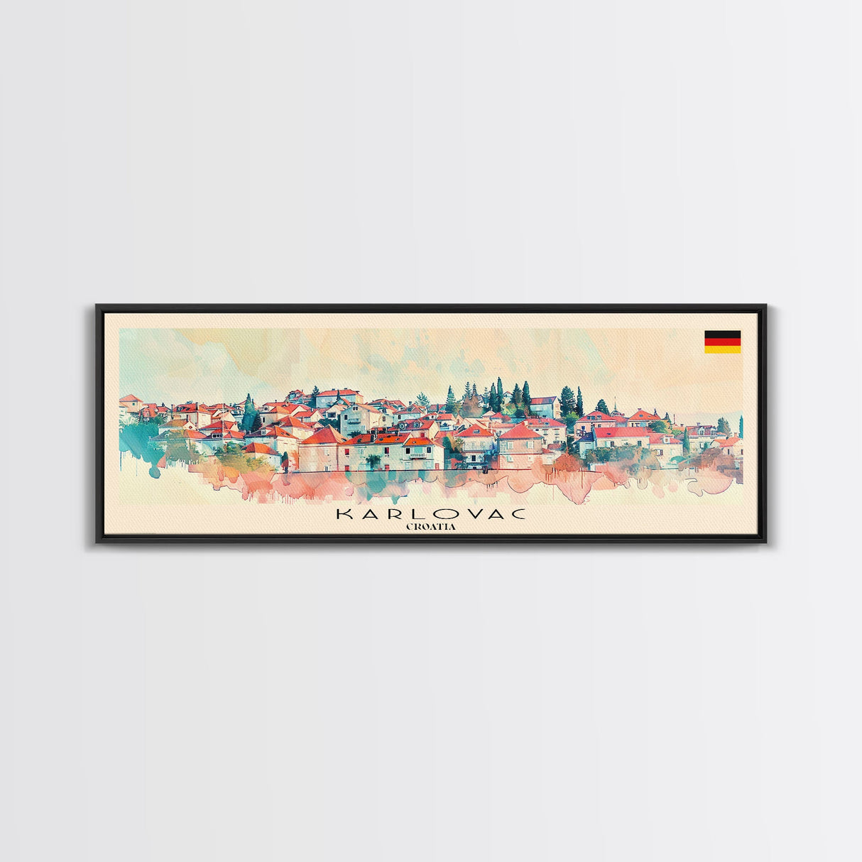 Karlovac Croatia Travel Art, City Art, Framed Canvas Print or Metal Wall Art, Europe Travel Poster, Panoramic Wall Art, Extra Wide Wall Art