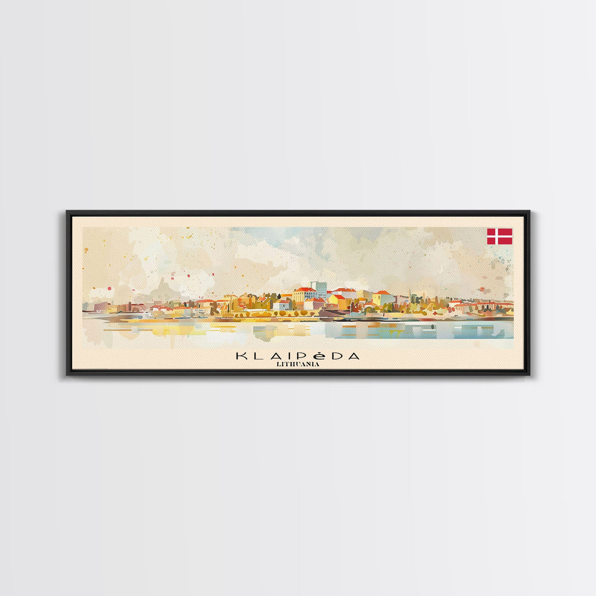 Klaipda Lithuania Wall Art, Panoramic Travel Poster, Panoramic Framed Canvas Print, City Wall Art, Wall Hanging Home Decor, Travel Art