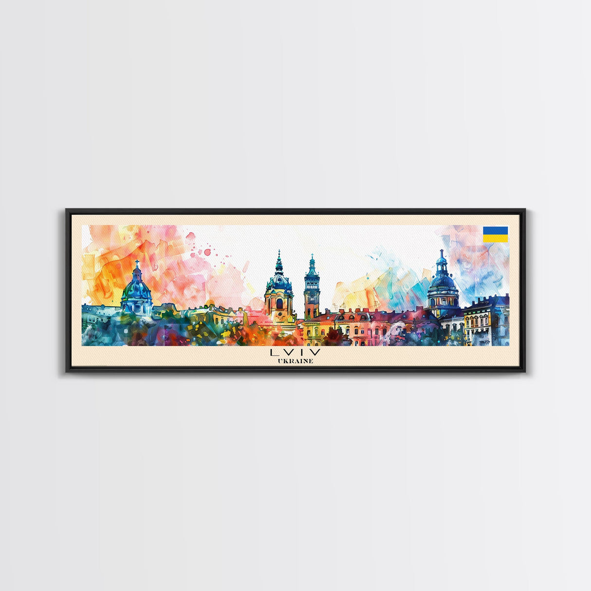 Lviv Ukraine Wall Art, Panoramic Travel Poster, Panoramic Framed Canvas Print, City Wall Art, Wall Hanging Home Decor, Travel Art