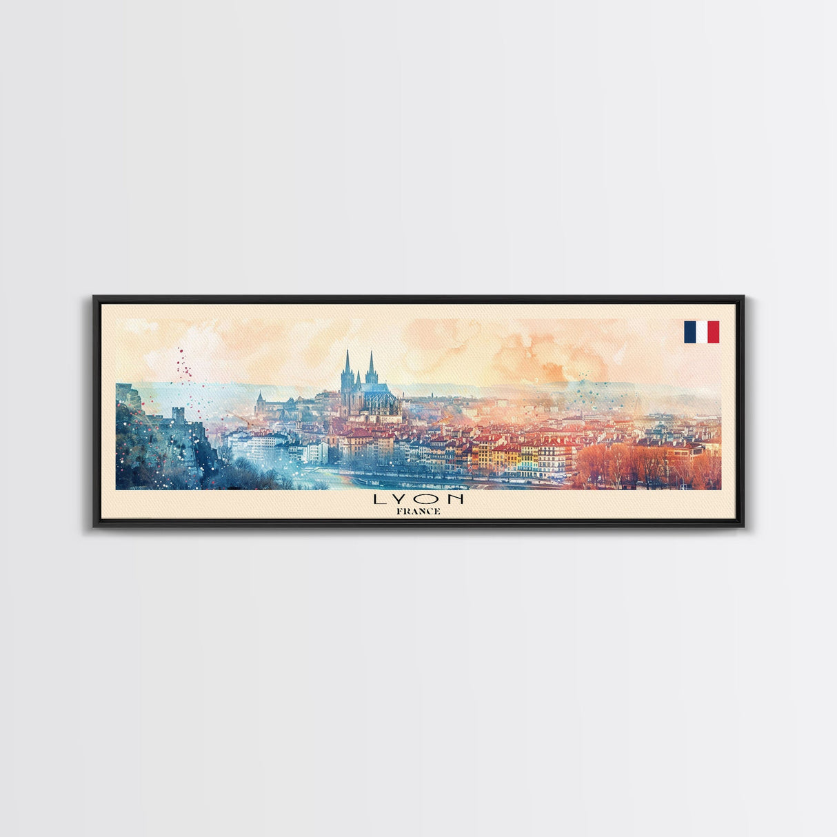 Lyon France Travel Print Wall Art, Panoramic City Art, Travel Art, Wall Decor, Vacation Gift, Framed Canvas Print Or Metal Art