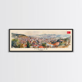 Manisa Turkey Wall Art, Panoramic Travel Poster, Panoramic Framed Canvas Print, City Wall Art, Wall Hanging Home Decor, Travel Art