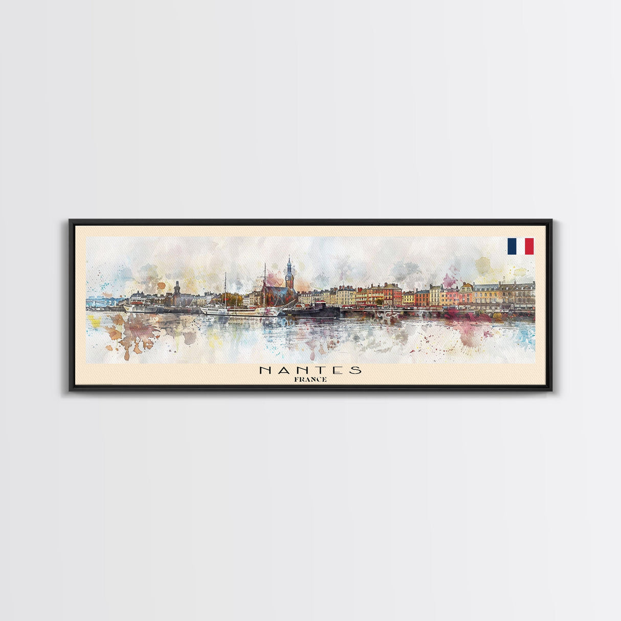 Nantes France Travel Print Wall Art, Panoramic City Art, Travel Art, Wall Decor, Vacation Gift, Framed Canvas Print Or Metal Art