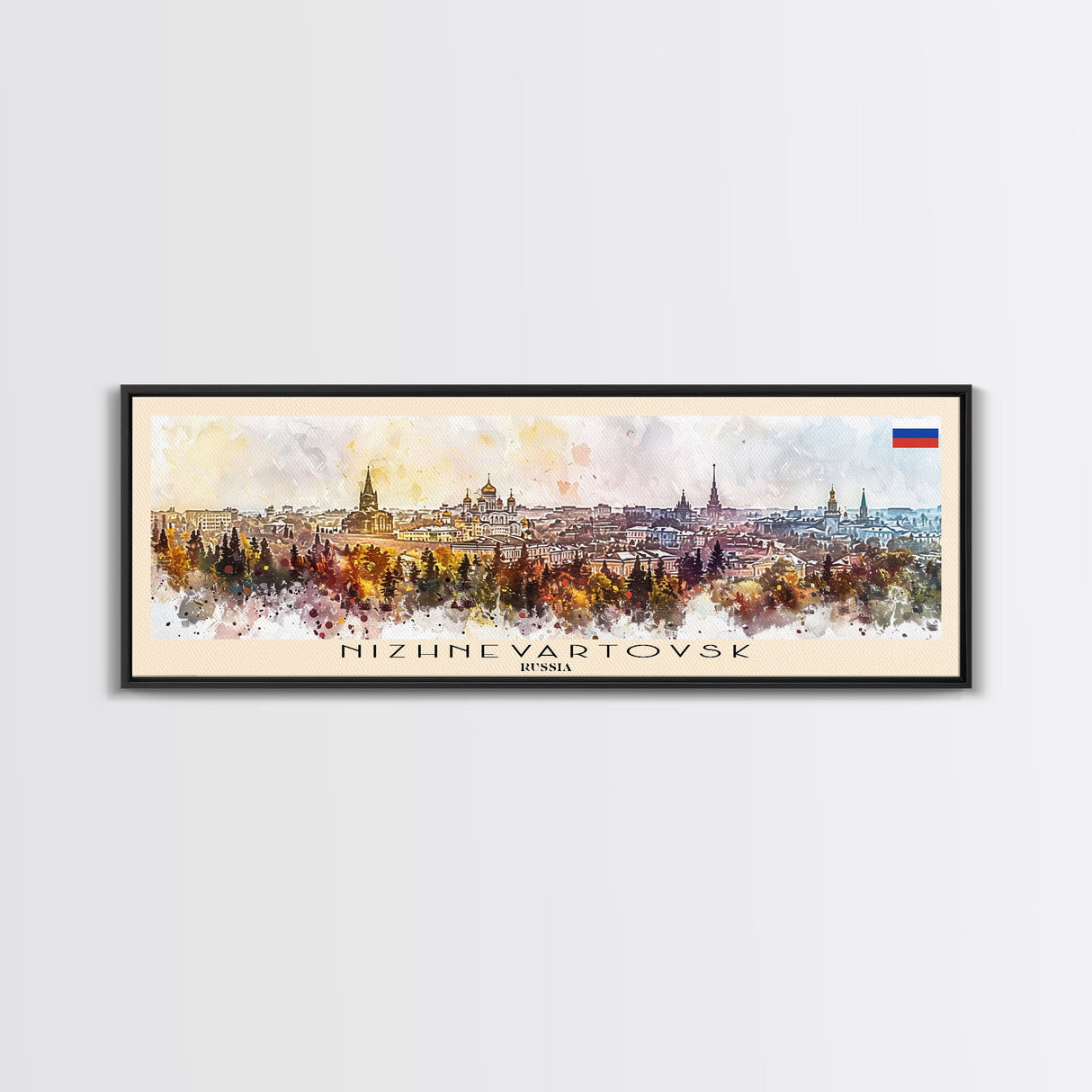 Nizhnevartovsk Russia Travel Art, City Art, Framed Canvas Print or Metal Wall Art, Europe Travel Poster, Panoramic Wall Art, Extra Wide Wall Art