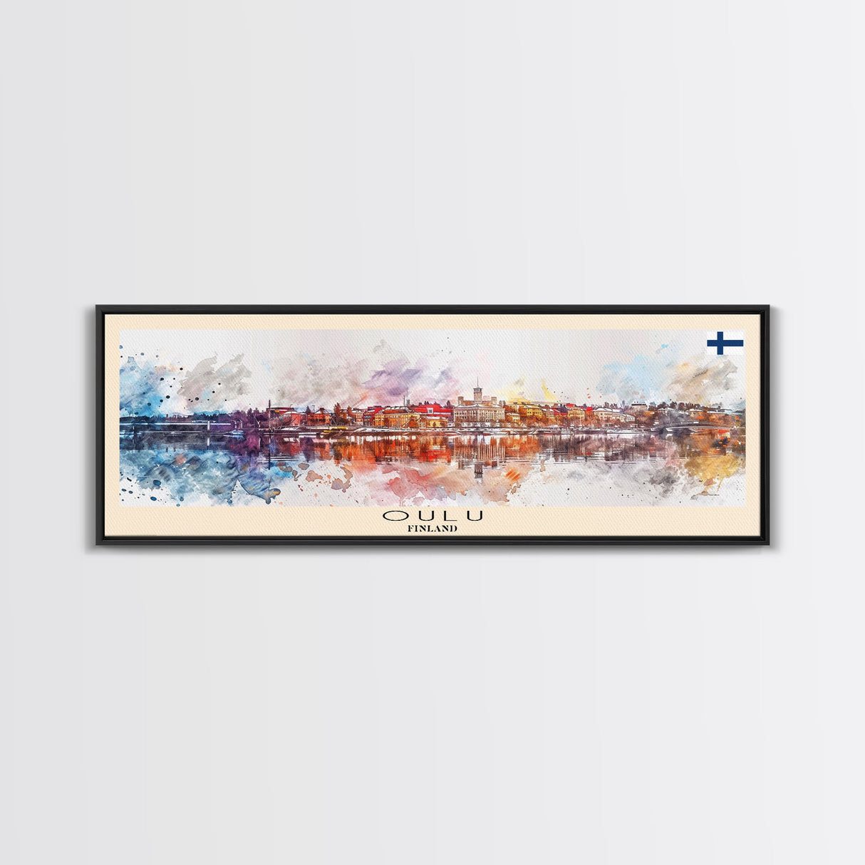 Oulu Finland Travel Print Wall Art, Panoramic City Art, Travel Art, Wall Decor, Vacation Gift, Framed Canvas Print Or Metal Art