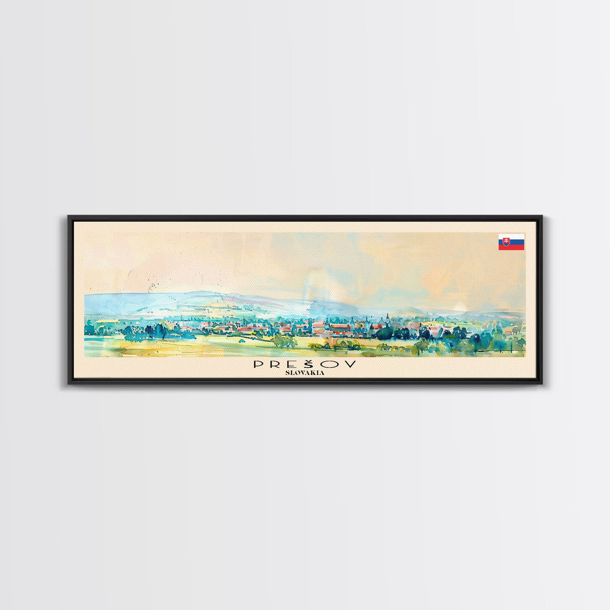 Preov Slovakia Wall Art, Panoramic Travel Poster, Panoramic Framed Canvas Print, City Wall Art, Wall Hanging Home Decor, Travel Art