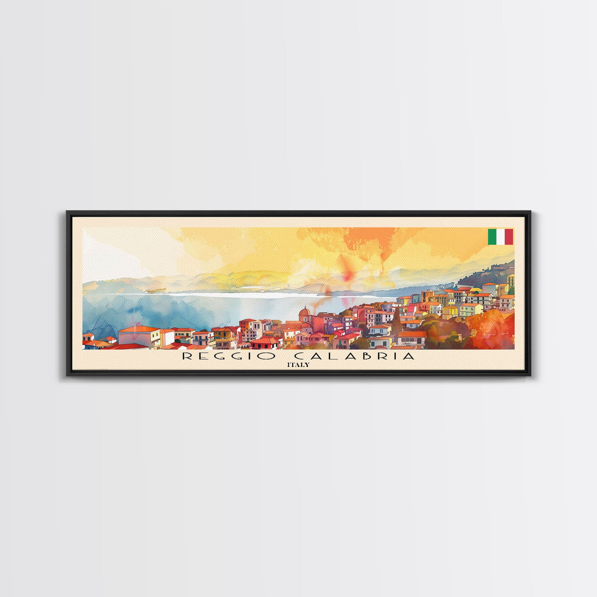 Reggio Calabria Wall Art, Panoramic Travel Poster, Panoramic Framed Canvas Print, City Wall Art, Wall Hanging Home Decor, Travel Art