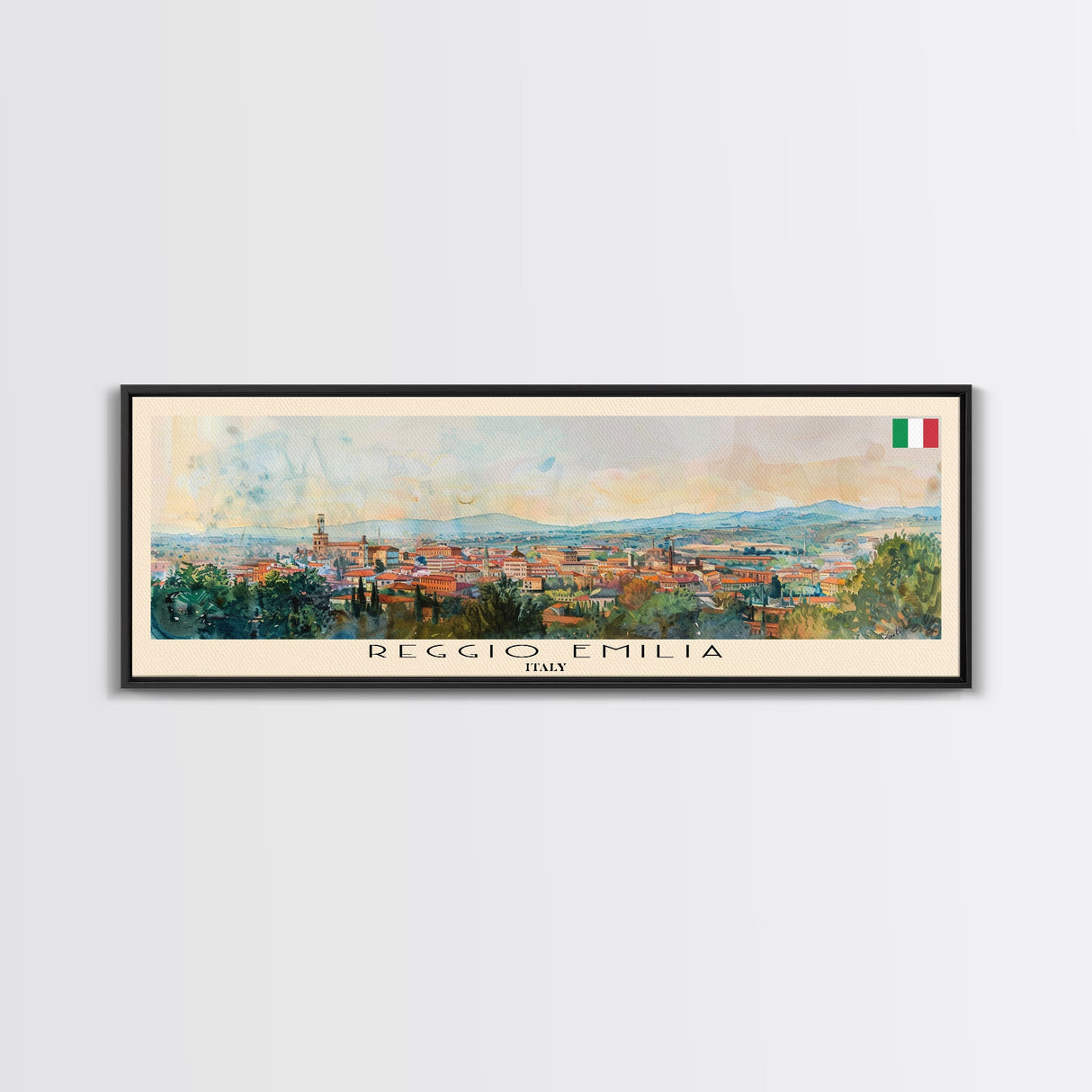 Reggio Emilia Travel Print Wall Art, Panoramic City Art, Travel Art, Wall Decor, Vacation Gift, Framed Canvas Print Or Metal Art