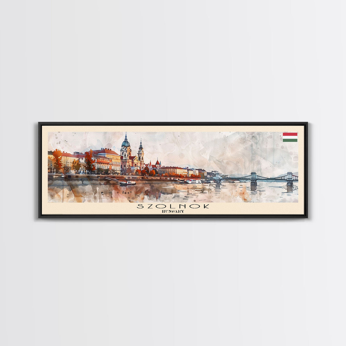 Szolnok Hungary Wall Art, Panoramic Travel Poster, Panoramic Framed Canvas Print, City Wall Art, Wall Hanging Home Decor, Travel Art