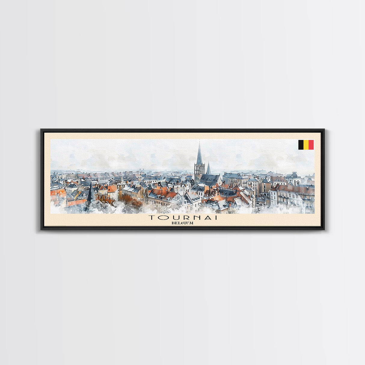 Tournai Belgium Travel Print Wall Art, Panoramic City Art, Travel Art, Wall Decor, Vacation Gift, Framed Canvas Print Or Metal Art