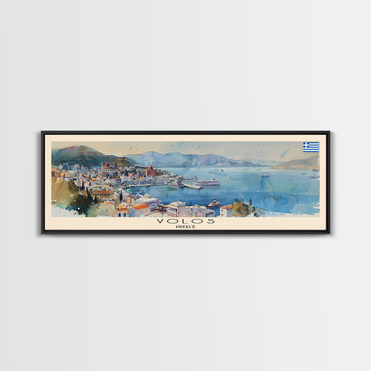 Volos Greece Travel Print Wall Art, Panoramic City Art, Travel Art, Wall Decor, Vacation Gift, Framed Canvas Print Or Metal Art