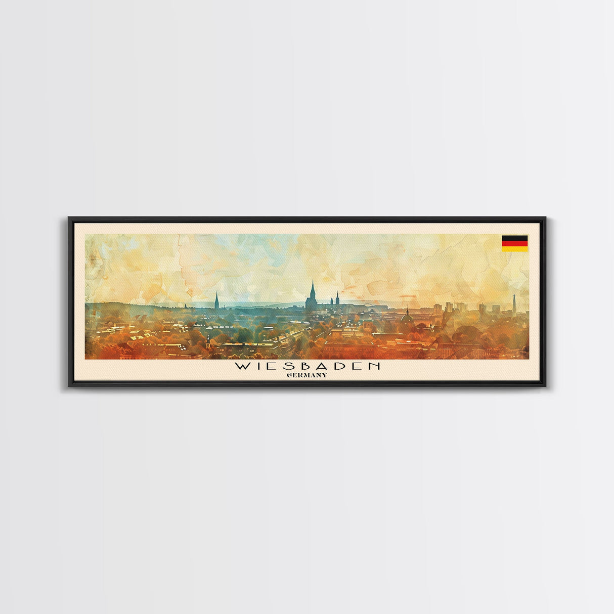 Wiesbaden Germany Travel Print Wall Art, Panoramic City Art, Travel Art, Wall Decor, Vacation Gift, Framed Canvas Print Or Metal Art