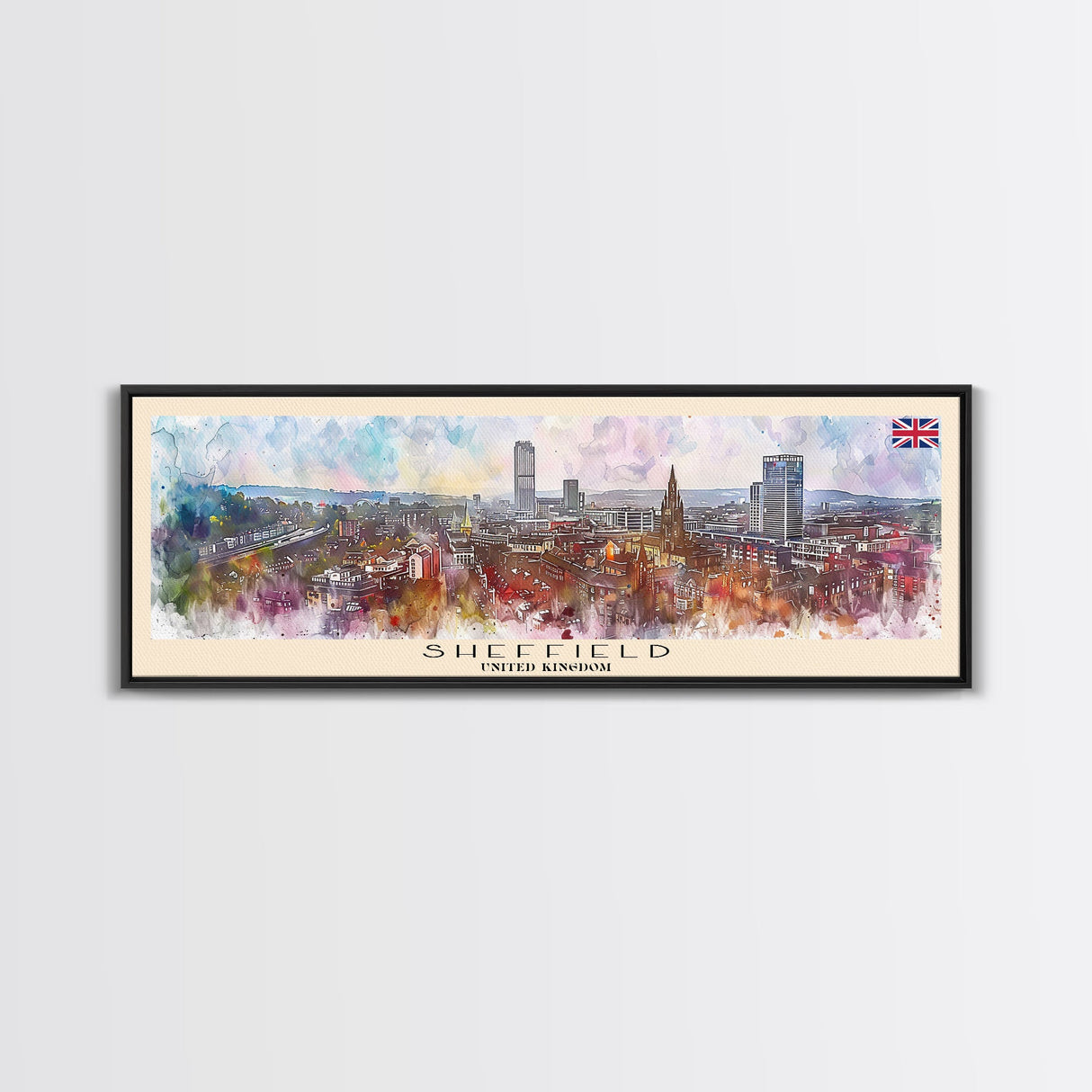 Sheffield United Kingdom Wall Art, Panoramic Travel Poster, Panoramic Framed Canvas Print, City Wall Art, Wall Hanging Home Decor, Travel Art