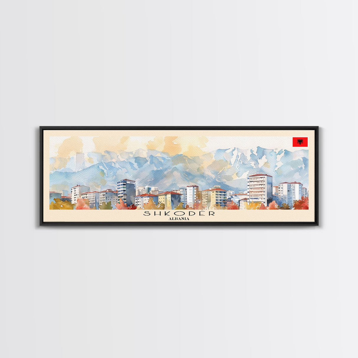 Shkodr Albania Travel Print Wall Art, Panoramic City Art, Travel Art, Wall Decor, Vacation Gift, Framed Canvas Print Or Metal Art