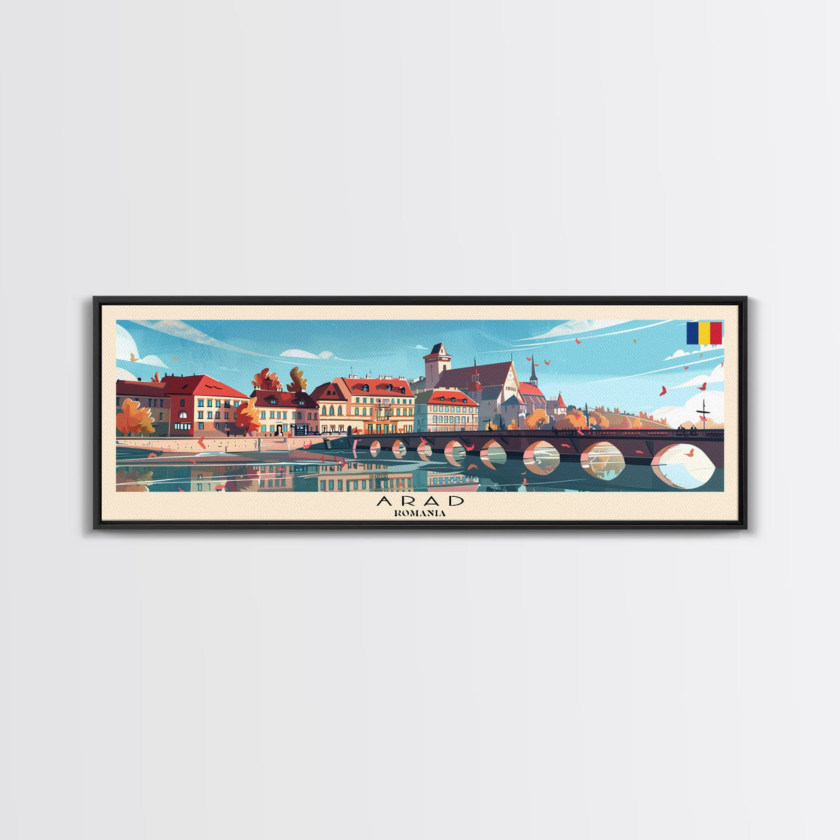 Arad Romania Travel Art, City Art, Framed Canvas Print or Metal Wall Art, Europe Travel Poster, Panoramic Wall Art, Extra Wide Wall Art