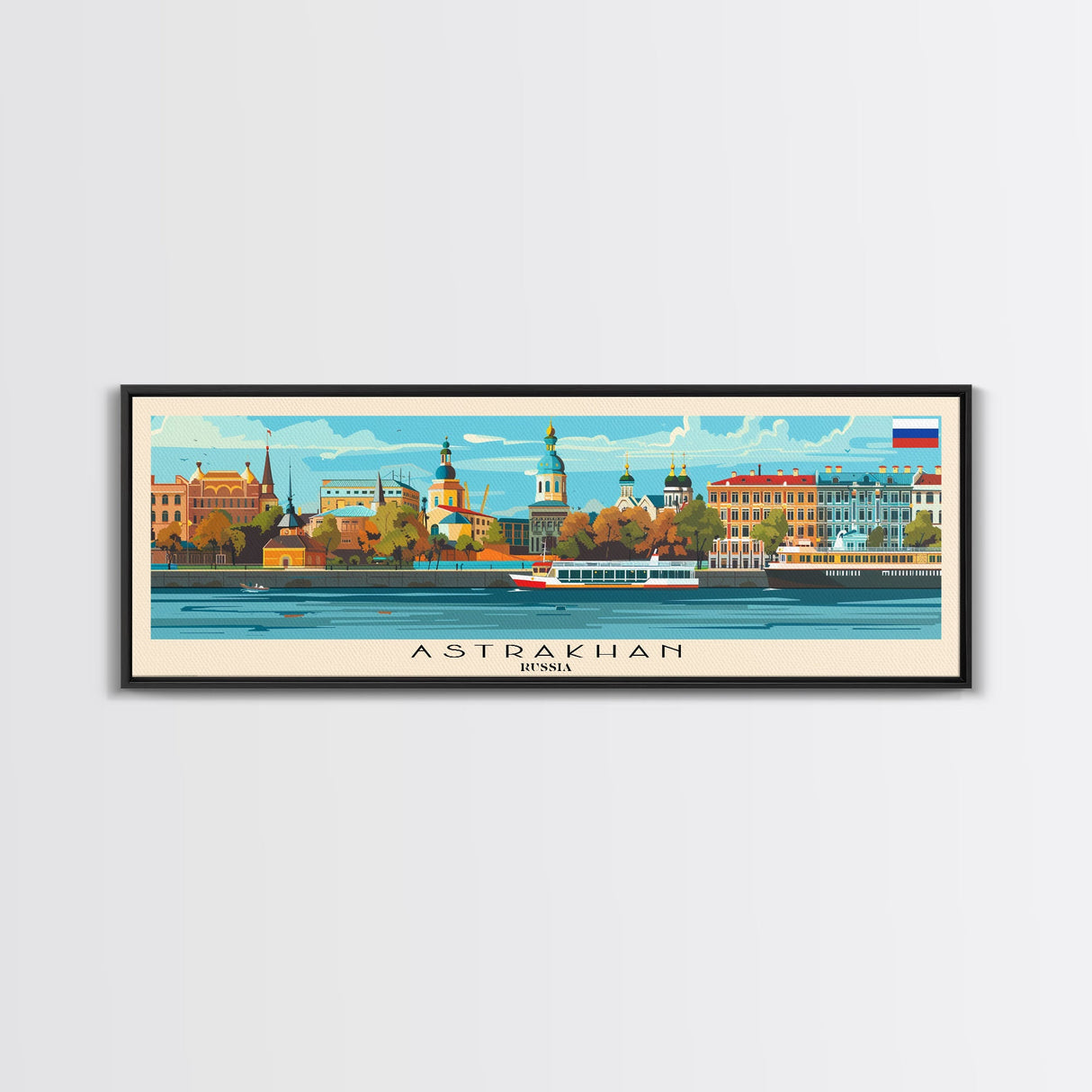 Astrakhan Russia Travel Print Wall Art, Panoramic City Art, Travel Art, Wall Decor, Vacation Gift, Framed Canvas Print Or Metal Art