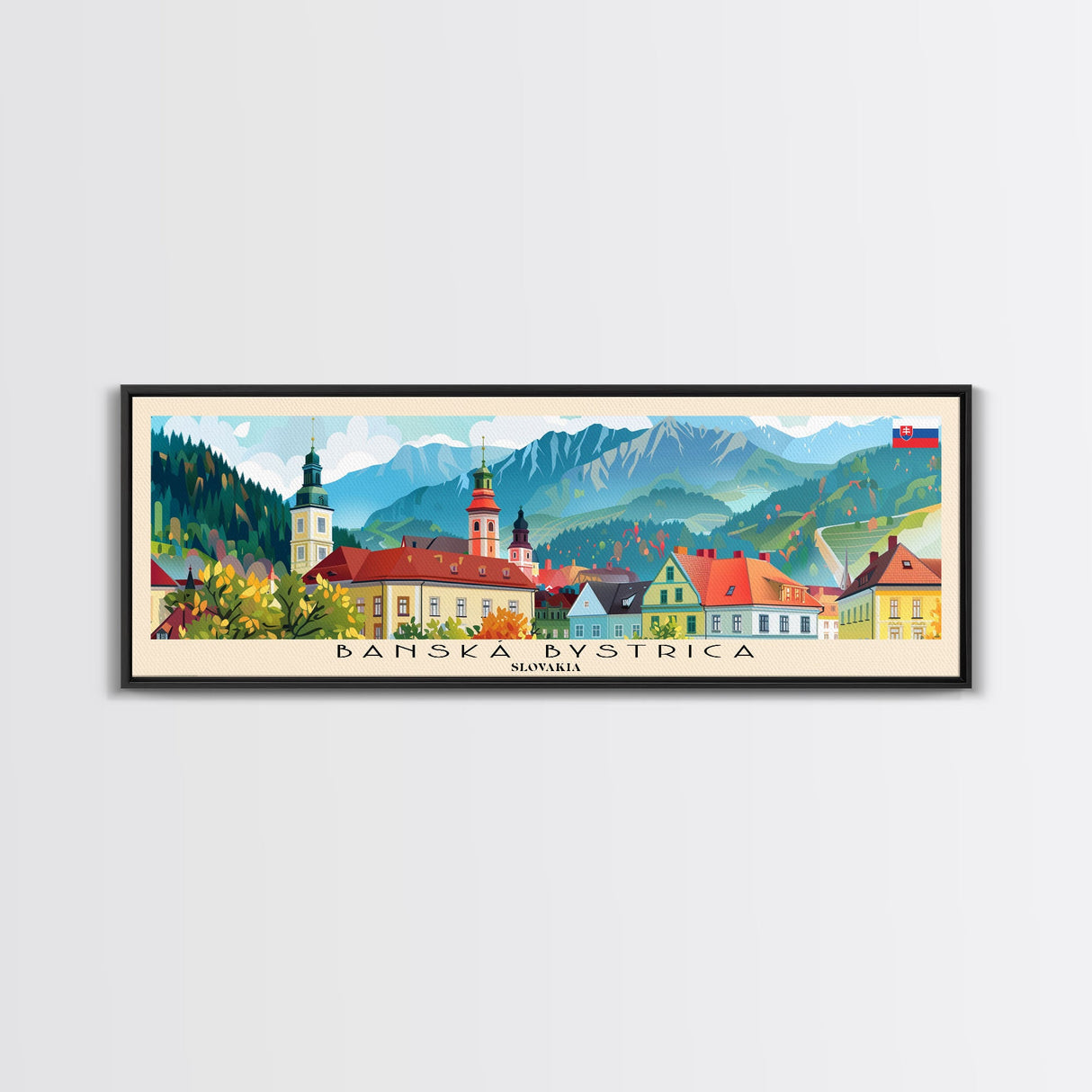 Banska Bystrica Wall Art, Panoramic Travel Poster, Panoramic Framed Canvas Print, City Wall Art, Wall Hanging Home Decor, Travel Art