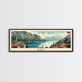 Bar Montenegro Panoramic Travel Poster, Framed Canvas Print or Metal Wall Art, Travel Art, Home Decor, Panoramic Painting, Midcentury Art