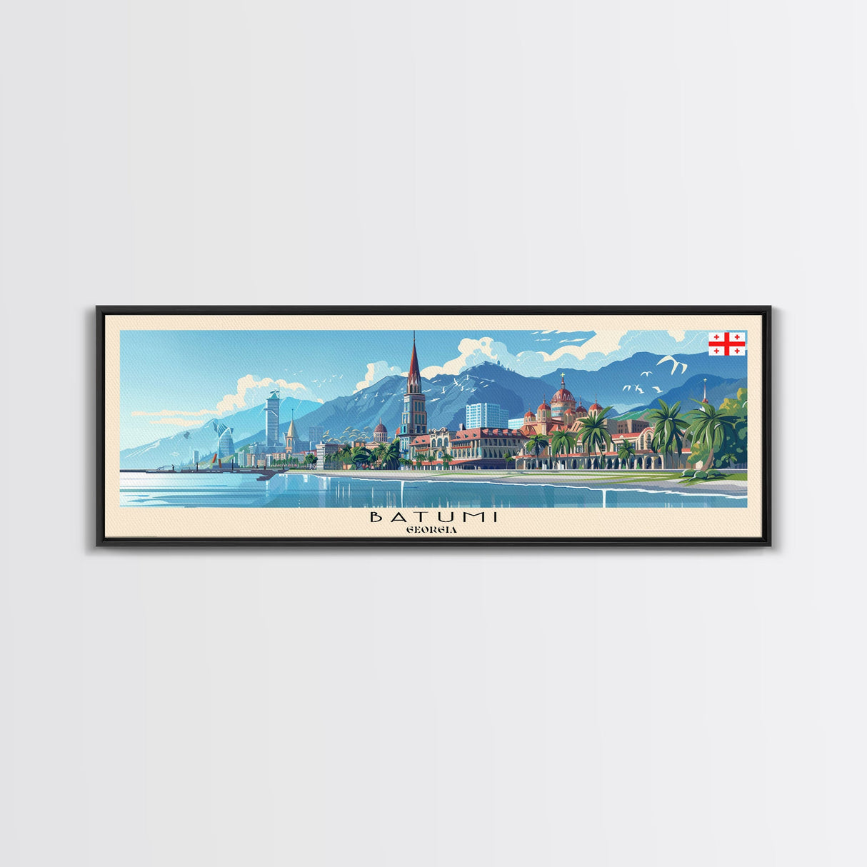 Batumi Georgia Wall Art, Panoramic Travel Poster, Panoramic Framed Canvas Print, City Wall Art, Wall Hanging Home Decor, Travel Art