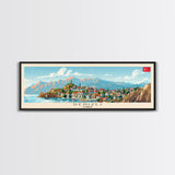 Denizli Turkey Wall Art, Panoramic Travel Poster, Panoramic Framed Canvas Print, City Wall Art, Wall Hanging Home Decor, Travel Art