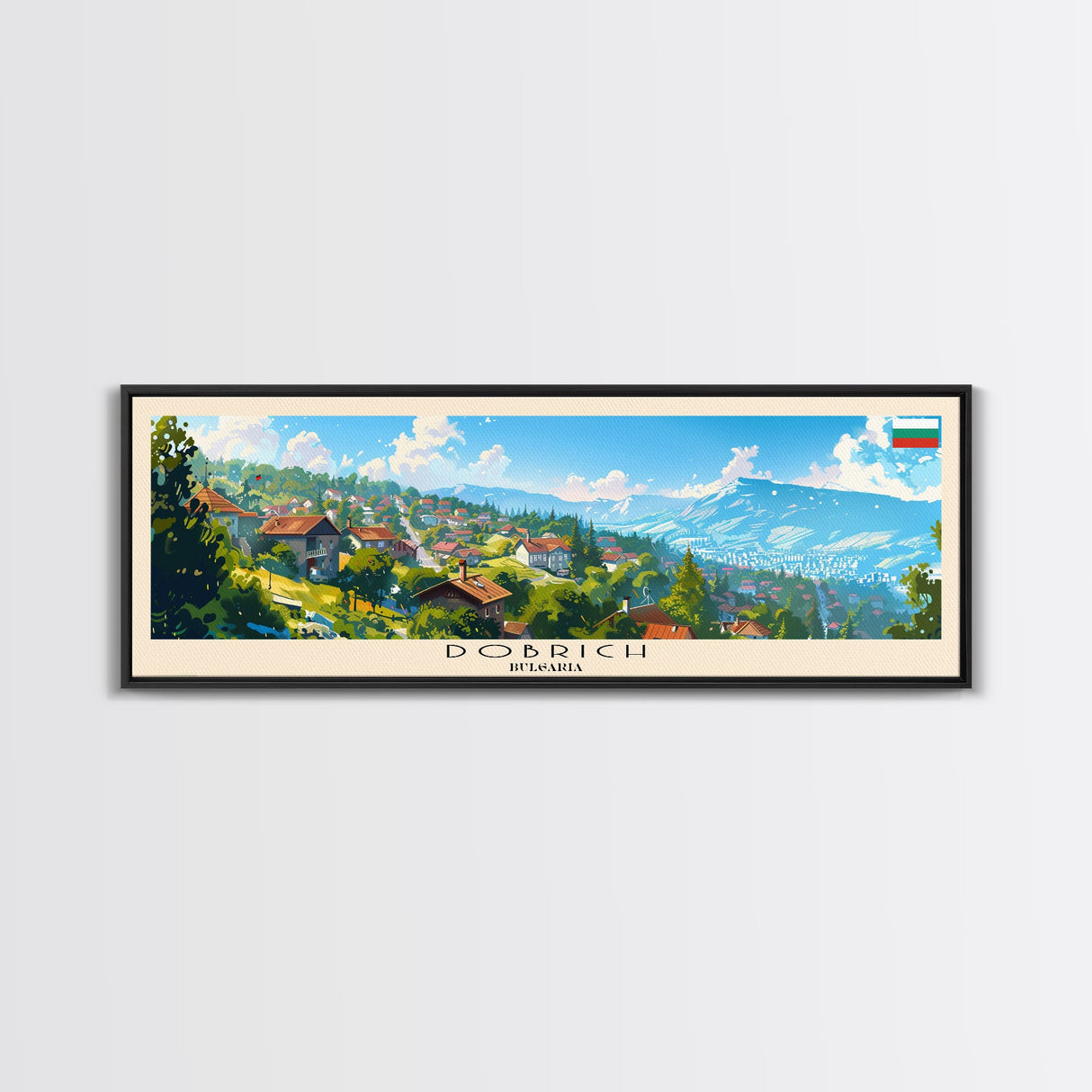 Dobrich Bulgaria Travel Art, City Art, Framed Canvas Print or Metal Wall Art, Europe Travel Poster, Panoramic Wall Art, Extra Wide Wall Art