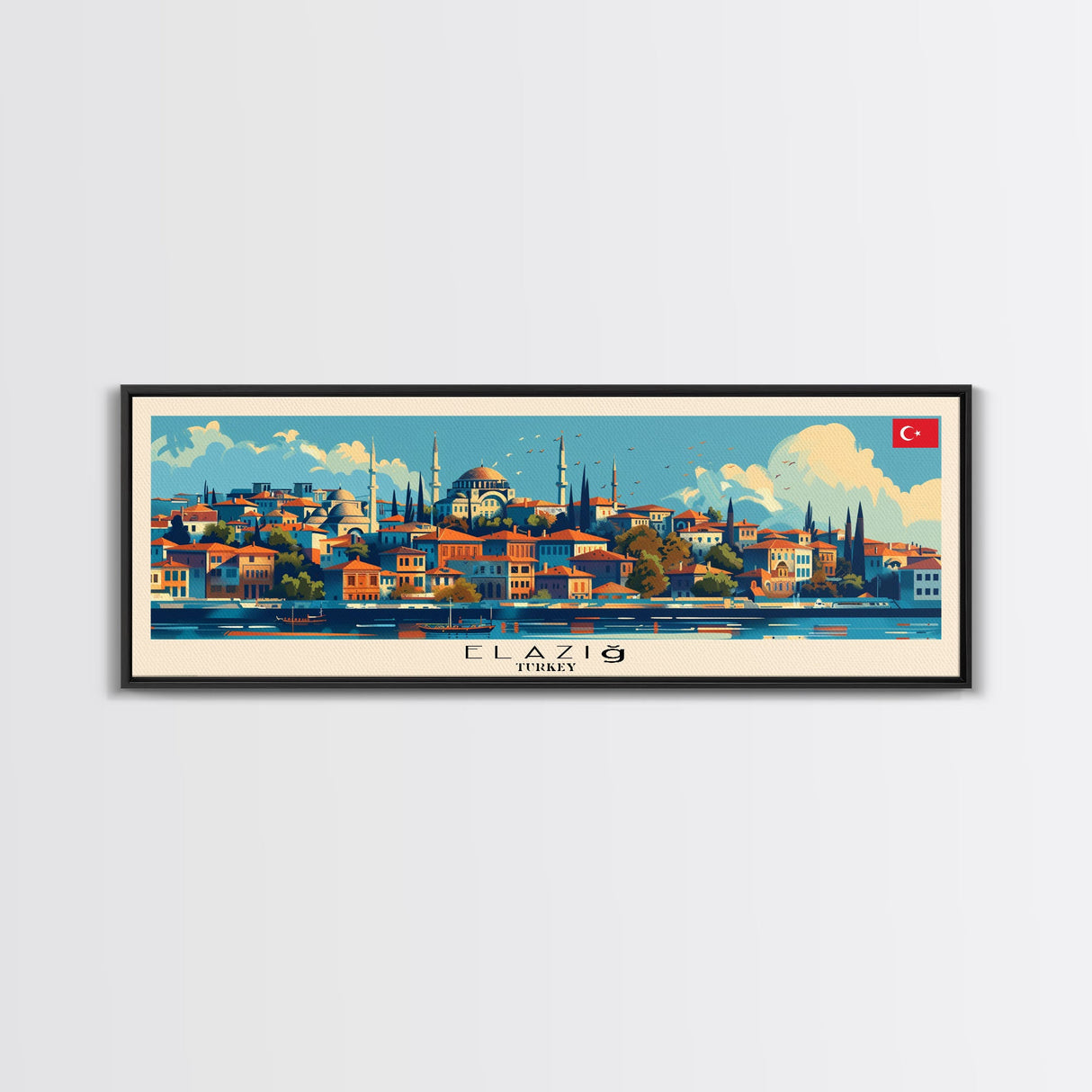 Elazig Turkey Wall Art, Panoramic Travel Poster, Panoramic Framed Canvas Print, City Wall Art, Wall Hanging Home Decor, Travel Art