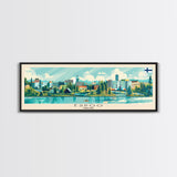 Espoo Finland Wall Art, Panoramic Travel Poster, Panoramic Framed Canvas Print, City Wall Art, Wall Hanging Home Decor, Travel Art